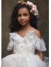 Beaded Lace Tulle Ruffle Sparkle Flower Girl Dress